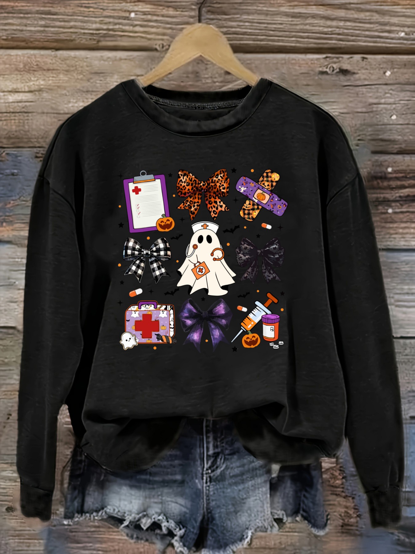 Halloween Costume Adult - Women's Casual Long Sleeve Crew Neck