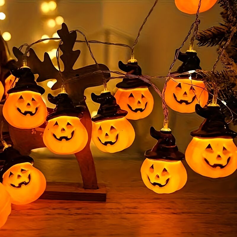 Halloween Led String Lights Orange - 1.5M/59.06in Halloween Pumpkin String Lights Lantern