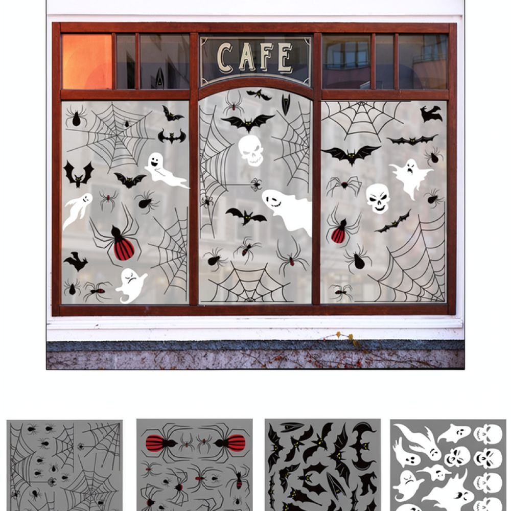 Halloween Skeleton Decoration - Halloween Wall Stickers Static PVC Window
