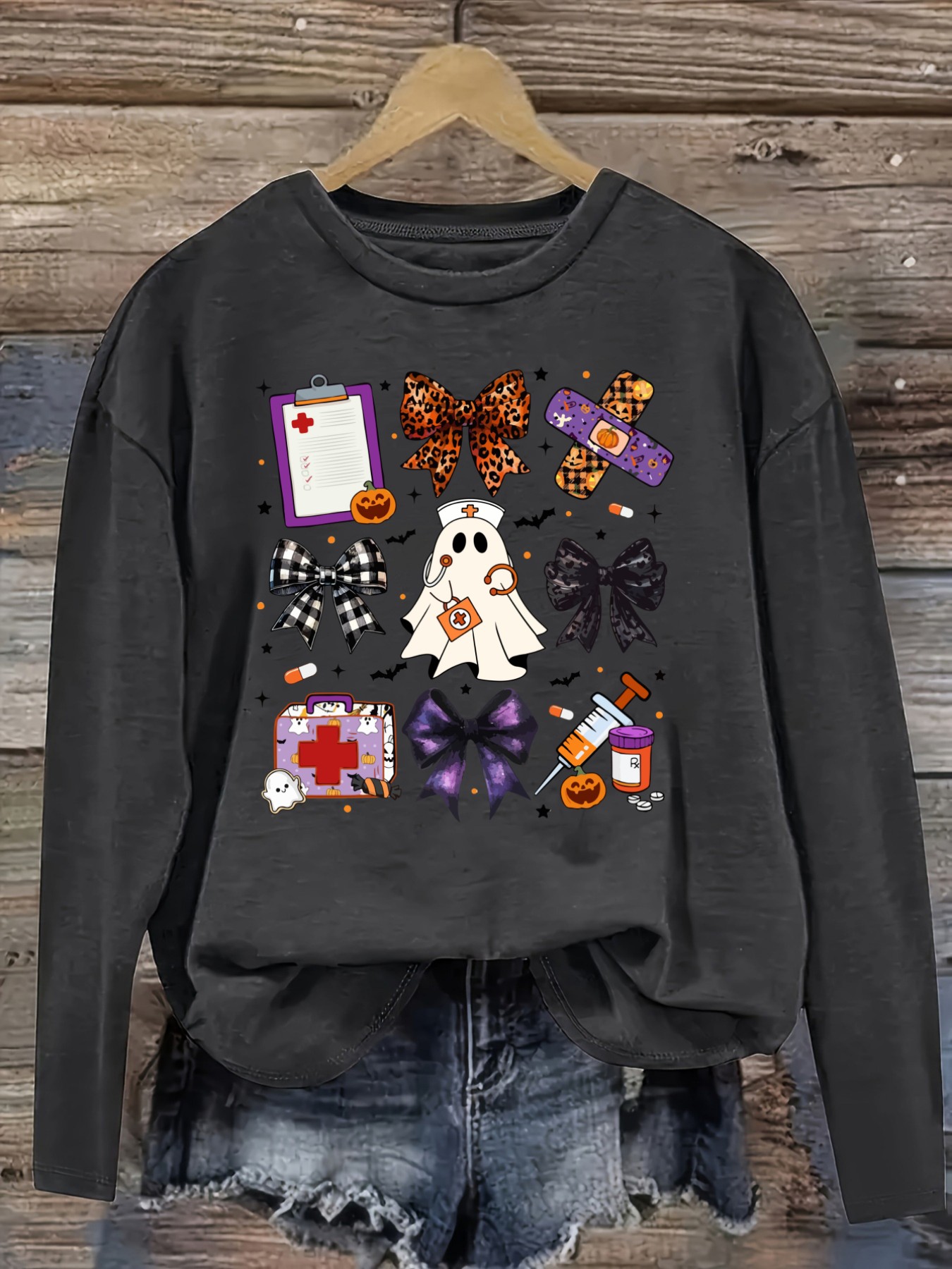 Women's Casual Long Sleeve Cre - Halloween Costume Adult ulasan dan harga