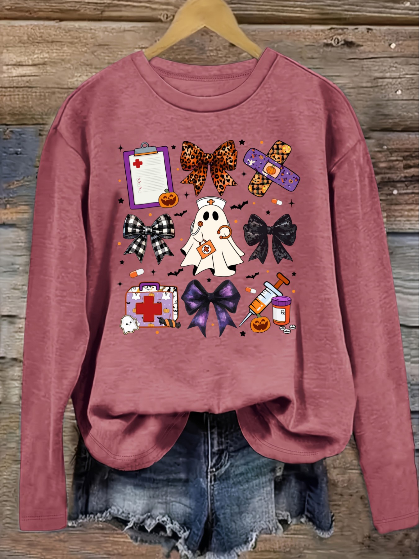 Women's Casual Long Sleeve Cre - Halloween Costume Adult ulasan dan harga