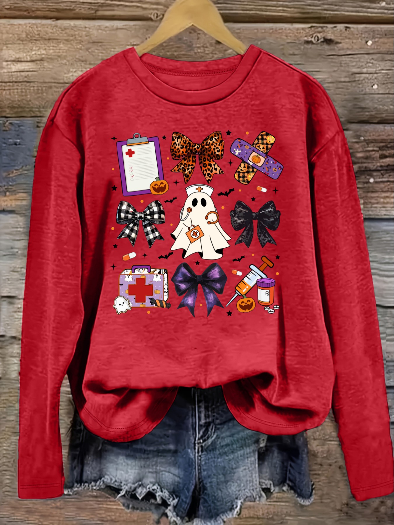 Women's Casual Long Sleeve Cre - Halloween Costume Adult ulasan dan harga
