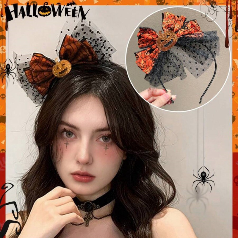 1pc Halloween Pumpkin Bow Head - Spider Web Halloween Decoration ulasan dan harga