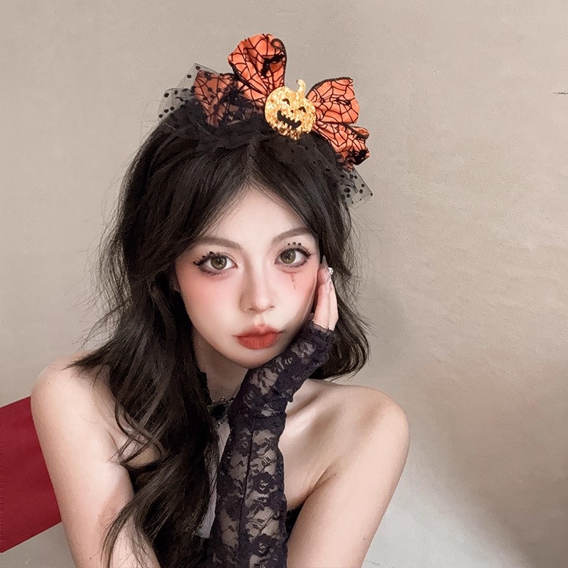1pc Halloween Pumpkin Bow Head - Spider Web Halloween Decoration ulasan dan harga