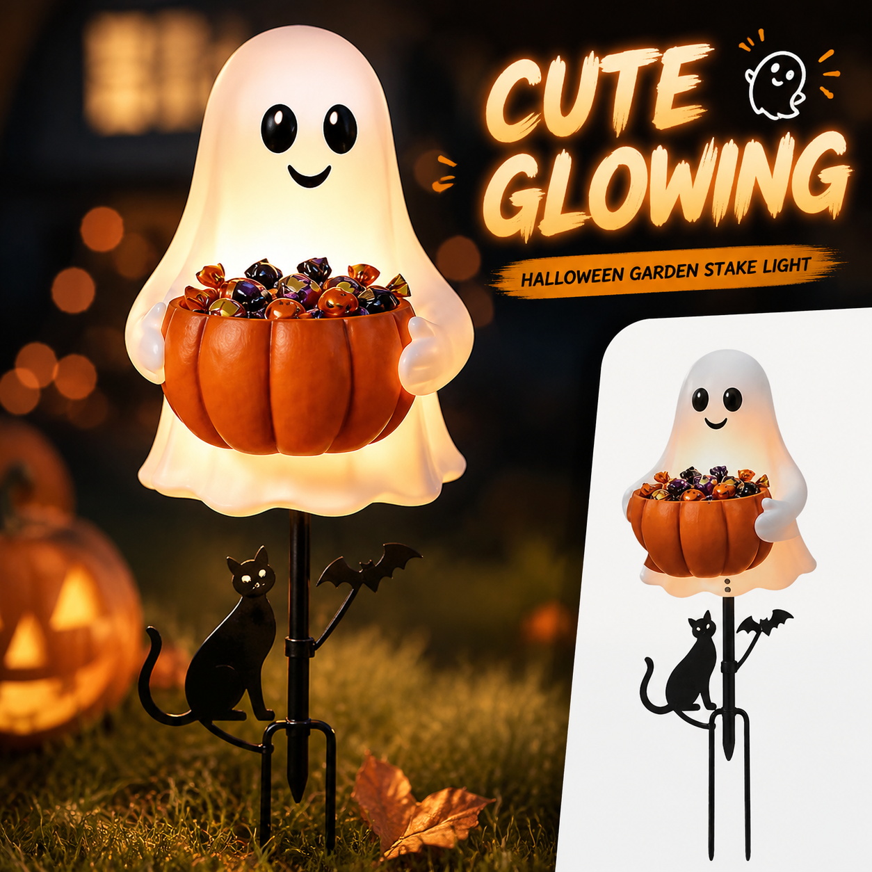 Halloween Ghost Candy Holder D - Halloween Pumpkin Decor Led ulasan dan harga