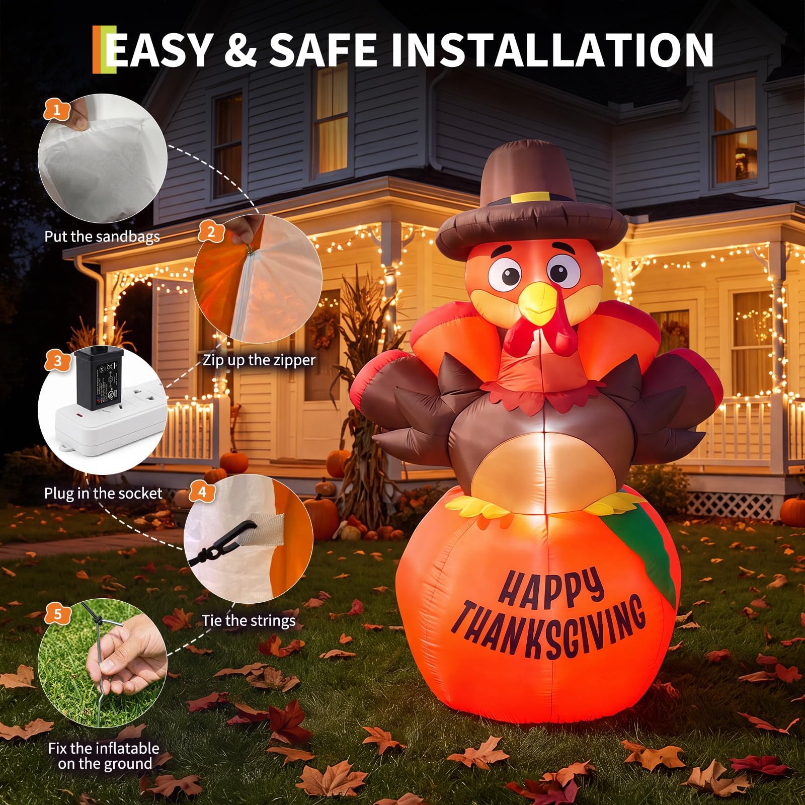 6 FT Halloween Inflatable Pump - Halloween Pumpkin Decor Led ulasan dan harga