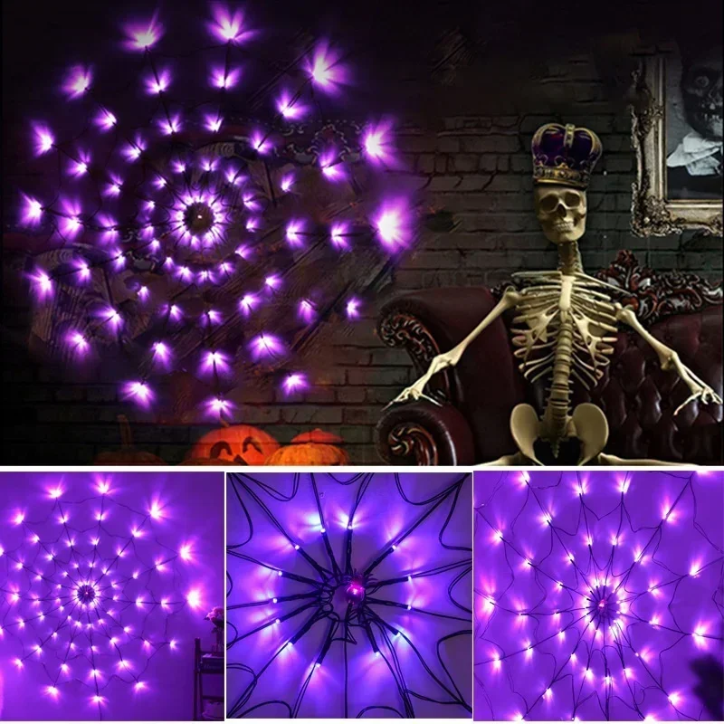 1-4PCS Halloween Spider Web LE - Halloween Led String Lights Orange ulasan dan harga