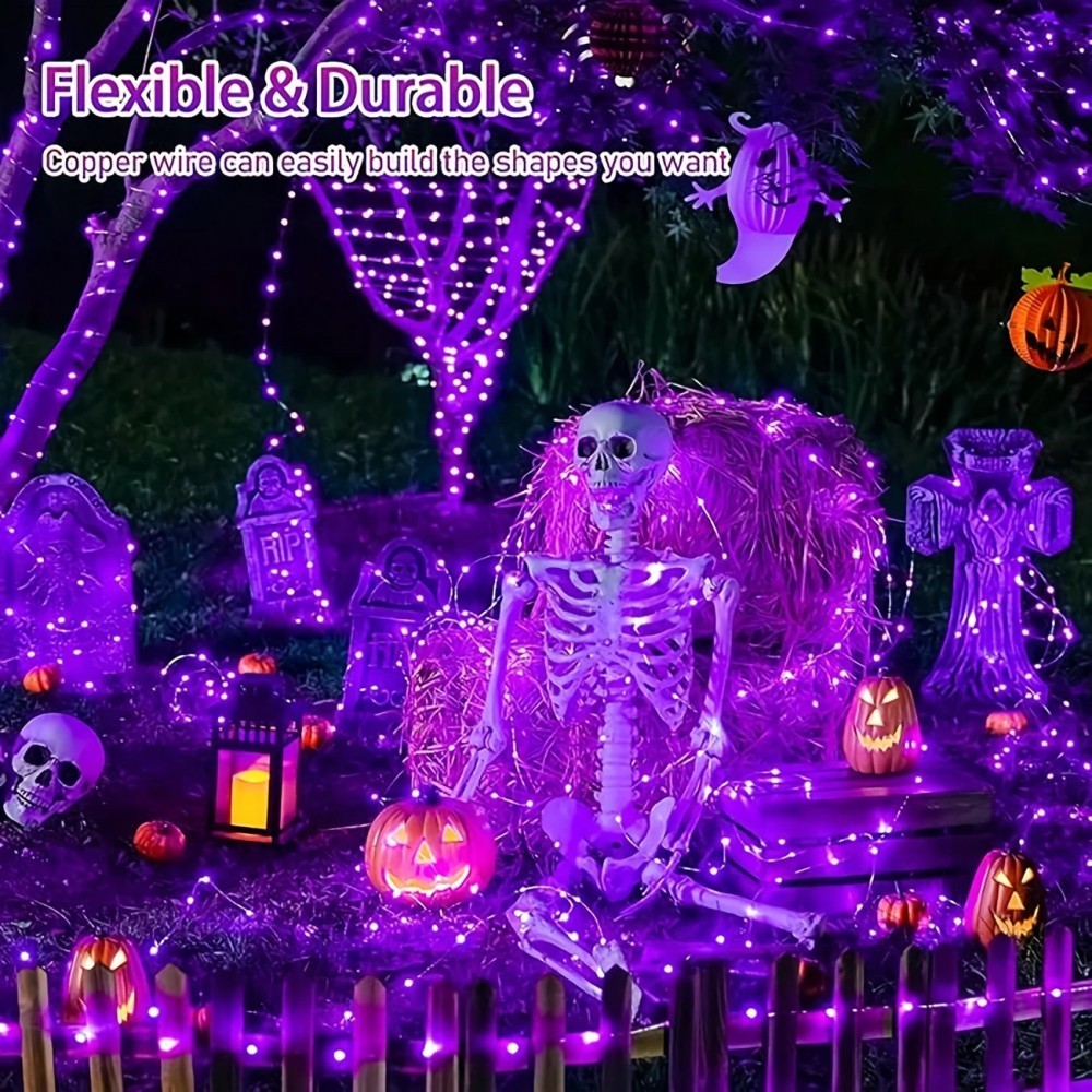 1PC 12M100LED Halloween Solar  - Halloween Led String Lights Orange ulasan dan harga