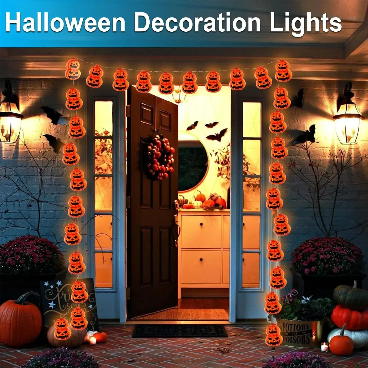 Jack O Lantern String Lights,  - Halloween Led String Lights Orange ulasan dan harga