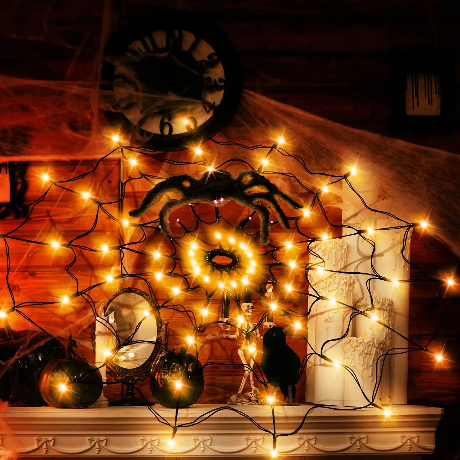 Halloween LED Light String Gho - Spider Web Halloween Decoration ulasan dan harga