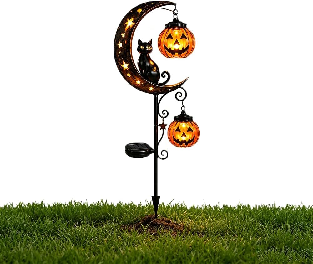 Solar Halloween Black Cat Pump - Pumpkin Lantern Halloween ulasan dan harga