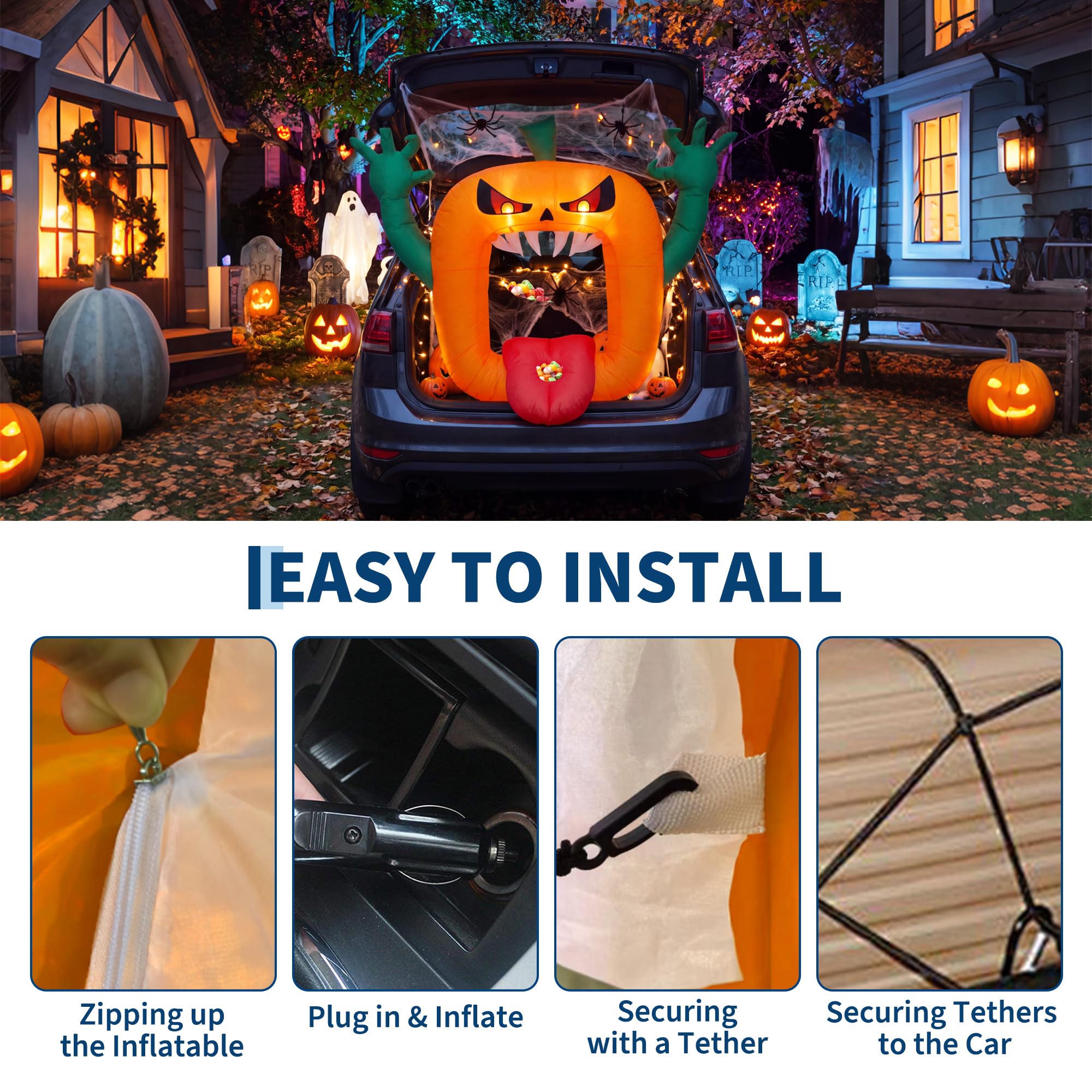 6FT Halloween Inflatables Scar - Halloween Pumpkin Decor Led ulasan dan harga
