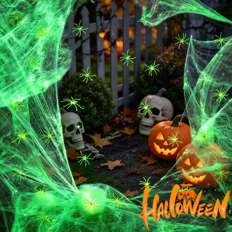 1-5Sets Halloween Glow in The  - Spider Web Halloween Decoration ulasan dan harga