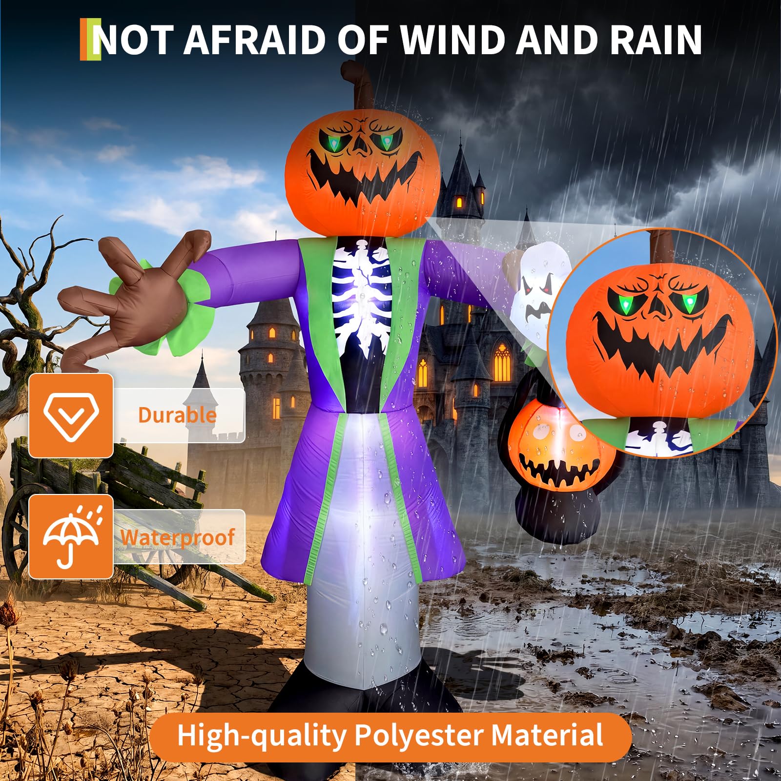 8ft Lighted Halloween Inflatab - Pumpkin Lantern Halloween ulasan dan harga
